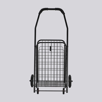 Chariot de camping pliable léger en acier grillagé avec quatre roues, pliable pour les outils et les courses