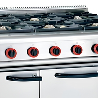 Cuisinière à gaz commerciale à 6 brûleurs avec four, en acier inoxydable, robuste, pour cuisine d'hôtel