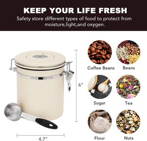 500g 750g 304 Stainless Steel Coffee Canister Eco-Friendly Airtight Storage Container Flip Top Lid <b>for</b> <b>Presents</b> Date Tracker - Product Image 5