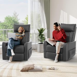 <span class=keywords><strong>Sillones</strong></span> <span class=keywords><strong>Reclinables</strong></span> Modulares Modernos 3 en 1, Sofá con Masaje y Calor, Silla Mecedora Giratoria 360°, Cojín Acolchado, Control Remoto Metálico para Sala de Estar - Product Image 2
