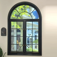 Ventana Abatible de Vidrio Curvo de Aleación de Aluminio, Ventana Francesa Retro, Ventanas Arqueadas y Elegantes para Apartamentos