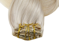 Extensions de cheveux à clipser, qualité usine, 22, 24, 26 pouces, blond clair, double épaisseur, pleine densité, en cheveux humains, pour femmes
