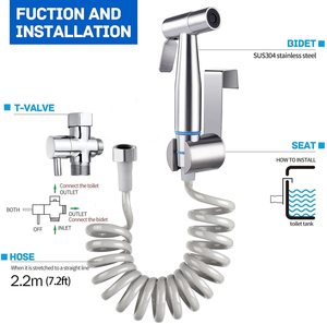 Aço inoxidável 304 fluxo de água para o controle de poupança de água pulverizador arma banheiro bidé pulverizador banheiro bidé