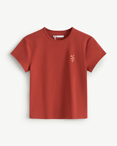 Camiseta de manga corta de verano para mujer con bordado Regular Fit 100% algodón de secado rápido transpirable Color sólido de Routine Vietnam - Product Image 3