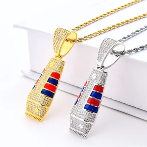 Collar con colgante de máquina de cortar pelo de latón con circonitas cúbicas para hombre, estilo hip hop, <span class=keywords><strong>cadena</strong></span> de moda - Product Image 1