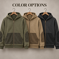 Blouson d'hiver zippé pour homme, style utilitaire, avec poches contrastantes et coudières renforcées, idéal pour le travail et le quotidien