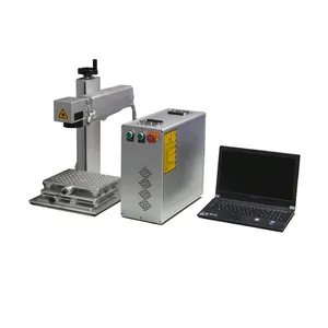 Easy Operate 20W 30W 50W Deep Engraving Ezcad Software Fiber Laser Marking Machine With Rotary Motor