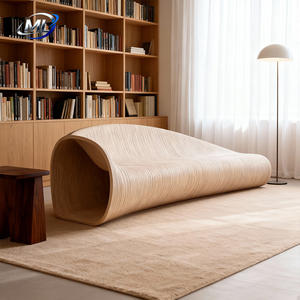 Chaises et tabourets modernes en bois massif découpés sur mesure par CNC pour centres commerciaux et hôtels, avec dossier, durables et artistiques, pour les zones d'attente - Product Image 6