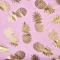 Tissu en rayonne 100% avec motif d'ananas durable imprimé en feuille d'or pour vêtements pour femmes respirant et tissé pour filles