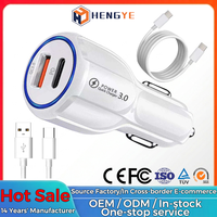 Adaptateur de voyage pour voiture avec chargeur de téléphone à double port PD 3.0 à charge rapide, 2 en 1, chargeur de voiture USB, directement de l'usine
