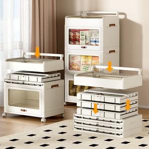 Wholesale Foldable Multi Layer Drawer Plastic Collapsible Storage Container <strong>Handle</strong> Design With Top Lid - Product Image 5