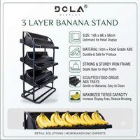 DOLADISPLAY Étagère à bananes à 3 niveaux en ABS avec structure en fer, présentoir à fruits pour supermarché