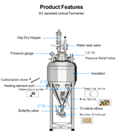 Fermenteur conique ODM 75L en acier inoxydable pour la fermentation de vin, cidre et bière à domicile