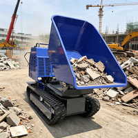 Blauer Mini-Hydraulik-Drehmuldenkipper mit motorbetriebenem, vollhydraulischem System für den Materialtransport im Baugewerbe