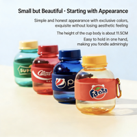 Bouteille d'eau portable mini en plastique de marque célèbre, tasse à boisson en plastique PC avec poignée, bouteilles en plastique colorées en forme de dessin animé