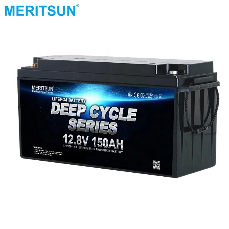 MeritSun Grande capacità 12v lifepo4 fosfato batteria al piombo di ricambio 150Ah batteria al litio di stoccaggio di energia