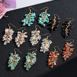 Handmade Natural Crushed Stone Crystal Long <b>Tassel</b> Drop <b>Earrings</b> Zinc Alloy Fashion Dangle <b>Earrings</b> Yiwu Origin - Product Image 1