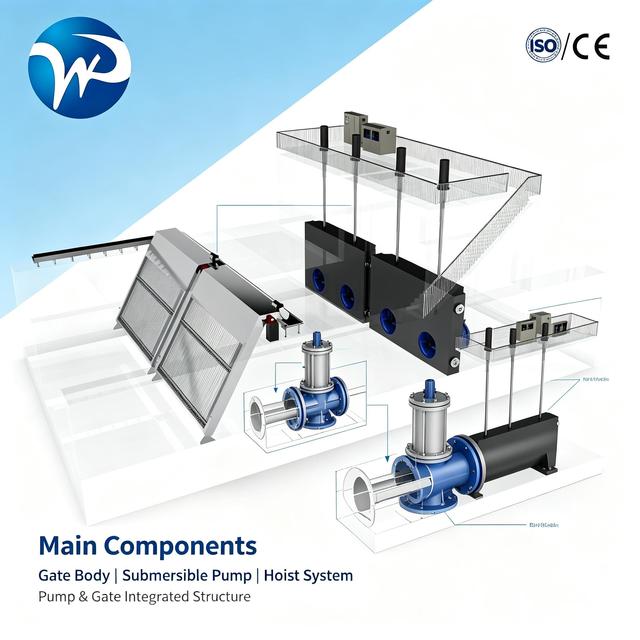 High Efficiency Integrated Pump Gate for Wastewater Treatment & Urban Drainage