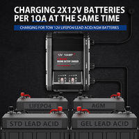 Chargeur de batterie marin intelligent embarqué 12V 10A à 2 banques, étanche IP67, pour vente en gros directe usine