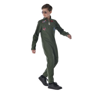Costume de pilote pour enfants, combinaison de vol en polyester vert pour garçons, performance de danse, printemps 2022 - Product Image 4