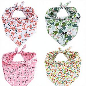 ผ้าพันคอสุนัข Gofshy 4 ชิ้น ผ้าพันคอแบบผูก ผ้าพันคอพิมพ์ลายดอกไม้ สีชมพู สีเขียว สีส้ม ขนาด 18 นิ้ว สำหรับสุนัขพันธุ์กลางและใหญ่ สำหรับสุนัขเพศเมีย ฤดูหนาว - Product Image 1