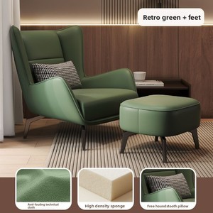 Nordic Minimalist Modern Wood Single Sofa <strong>Chair</strong> <strong>Small</strong> Apartment High-back Recliner Tiger <strong>Chair</strong> Living Room Casual Home Furniture - Product Image 4