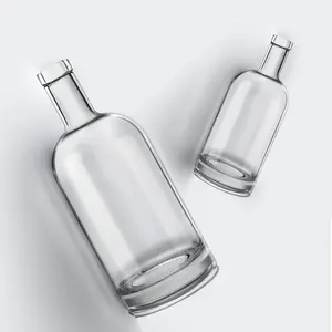 Supplier Unique Spirit Bottle 500ml 750ml Clear Gin Whisky Rum Frosted Decal Liquor Glass Bottle for Liquor