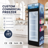 Congélateur vertical à porte vitrée 115V, sans givre, avec contrôle numérique de la température, pour la vente de crèmes glacées à -24°C