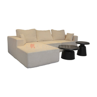 Ensemble de canapé et de table en forme de L avec cadre en bois couverture en tissu pour hôtel et appartement