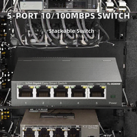 HiOSO Switch Ethernet 5-Port 10/100Mbps Terkelola/Tidak Terkelola Dapat Ditumpuk Kapasitas 12G