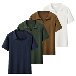 T-shirt Polo Homme en Maille de Soie Glacée Respirante et Fine, Coupe Décontractée, Manches Courtes, Qualité Supérieure, Idéal pour l'Été - Product Image 1