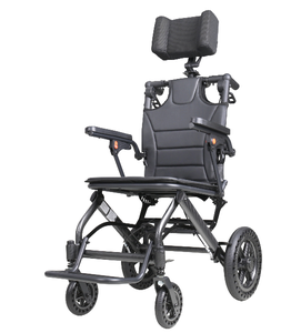 Silla de ruedas de aluminio ligera con barra de tracción-Silla de ruedas de viaje plegable para uso en aviones (pedido a granel) - Product Image 1