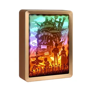 Howl'S Moving Castle Art Frame Collection Home Decor Bedroom Night Light Paper Carving Lamp With Custom Service