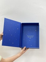 Coffrets cadeaux rigides de luxe emballage de couverture en coton bleu foncé couvercle magnétique boîte en carton à rabat taie d'oreiller draps de lit boîtes d'emballage