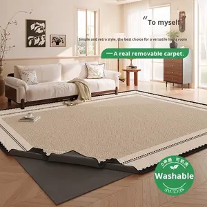 Модный дизайнерский роскошный моющийся уличный ковер черно-белый, тканый, двухслойный, съемный, для гостиной - Product Image 2