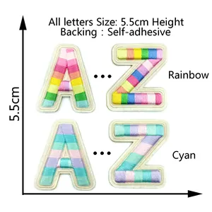 Fabriek Hete Verkoop 3d Regenboog Vilt Zelfklevende Brief Borduurwerk Patch Borduurbrief
