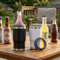 Gobelet isotherme 3-en-1 en acier inoxydable de 12 oz, écologique, personnalisé, classique, pour camping, avec support pour cola et refroidisseur de canettes de bière
