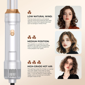Sèche-cheveux ionique professionnel 7 pouces haute vitesse avec brosse chauffante et peigne, multi-styler, interface en français - Product Image 4