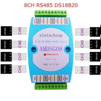 AMPTI04 Acquisition de température à 8 canaux DS18B20 avec communication RS485 MODBUS RTU, plage de -55°C à +125°C, remplace WP3066ADAM