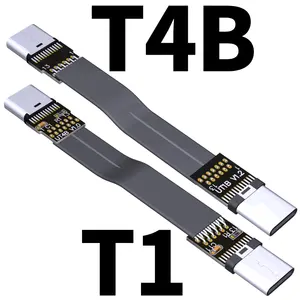 Shield สายเคเบิล FPV USB 3.1 Type C เป็น Type C,สายต่อ90องศาอะแดปเตอร์ FPC สายแบน USB C 3A ป้องกัน EMI 10Gbps