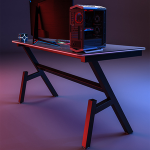 <span class=keywords><strong>Bureau</strong></span> de jeu RVB de <span class=keywords><strong>160</strong></span> <span class=keywords><strong>cm</strong></span> Grande table de jeu pour ordinateur portable <span class=keywords><strong>Bureau</strong></span> à domicile avec revêtement en fibre de carbone avec crochet pour casque Porte-gobelet - Product Image 4