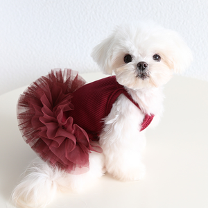 Pink Tulle Tutu Dress For Small Dogs – French Bulldog, Pug, Corgi Summer Princess Dress With Jacquard Mesh Skirt