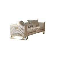 Juego de sofá moderno de estilo turco Sofá de tela de terciopelo Loveseat con decoración de acero dorado
