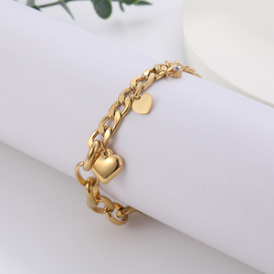 Nueva moda fiesta de acero inoxidable 18K chapado en oro cadena y pulsera de eslabones brazaletes para mujeres - Product Image 2