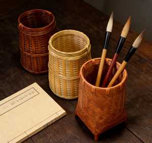 Handmade Bamboo Pen Holder <b>Rustic</b> Woven Pencil Cup Wabi Sabi <b>Desk</b> Organizer Eco Friendly Gift Factory Supply - Product Image 1