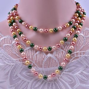 <span class=keywords><strong>2023</strong></span> vente en gros mode plaqué or 8 mm collier de perles avec nœud Simple multicouche longue chaîne de chandail forme de boule pour cadeau - Product Image 3