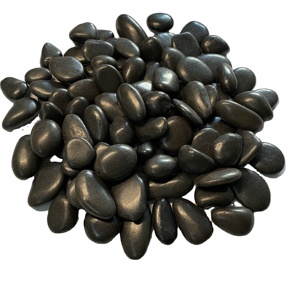 Ciottoli <span class=keywords><strong>di</strong></span> Fiume Neri Altamente Lucidati, Pietre Decorative per Giardino e Paesaggistica - Product Image 2
