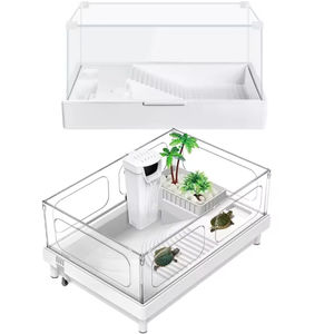 Ama-zon Offre Spéciale Grand kit de fournitures de bassin d'eau en plastique Bassins terrestres Tortue des Émirats arabes unis PE pour cage de tortue d'aquarium - Product Image 1