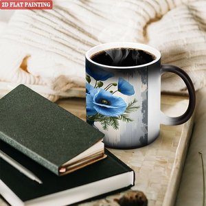 Mug personnalisé avec motif textuel, 11 oz, céramique noire givrée, tasse magique changeant de couleur à la chaleur - Product Image 3