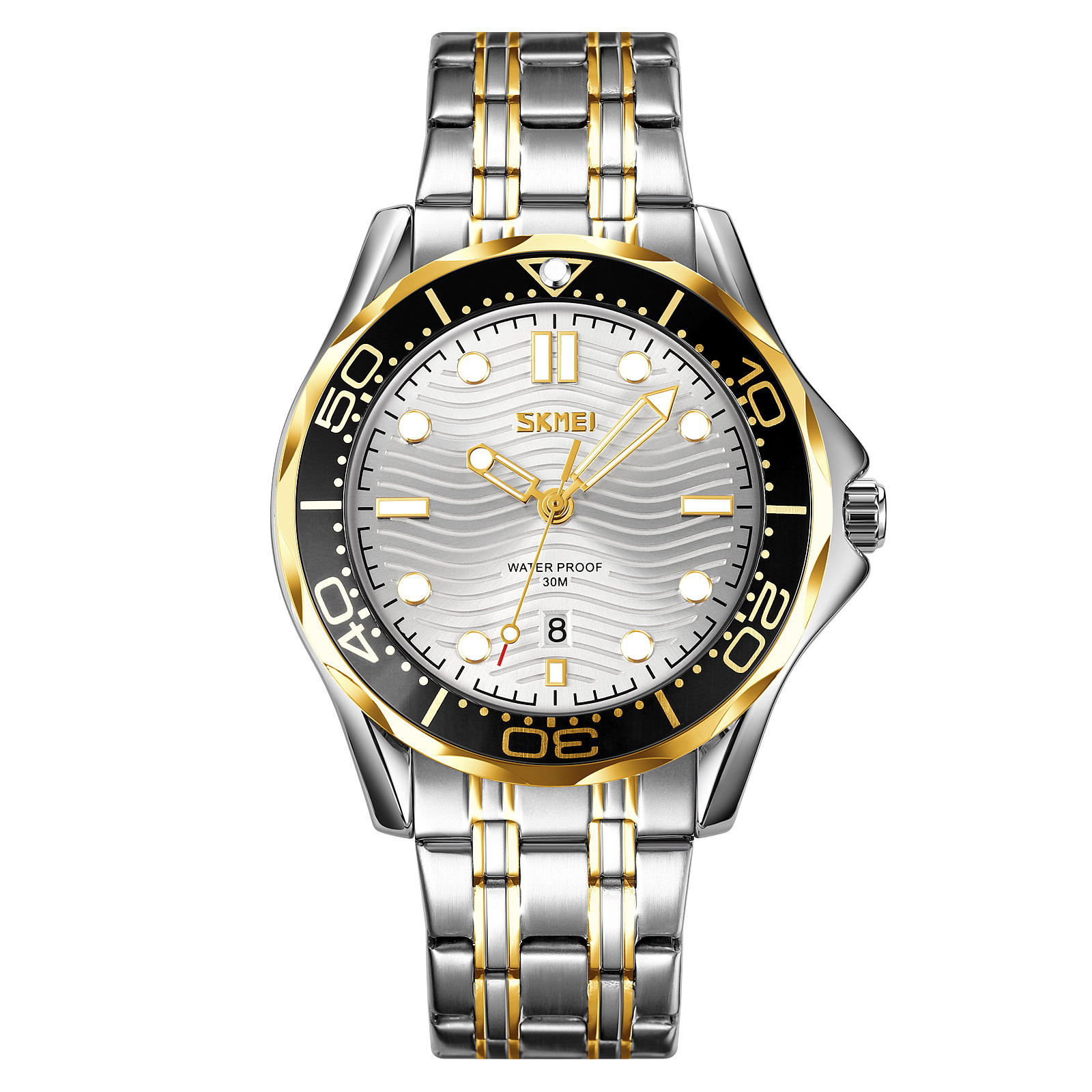 silver/gold-silver -steel strap